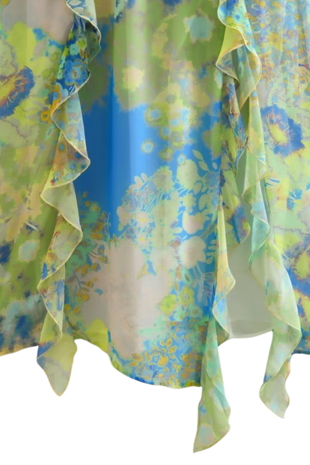 'Felicia' Floral V-Neck Ruffled Chiffon Dress