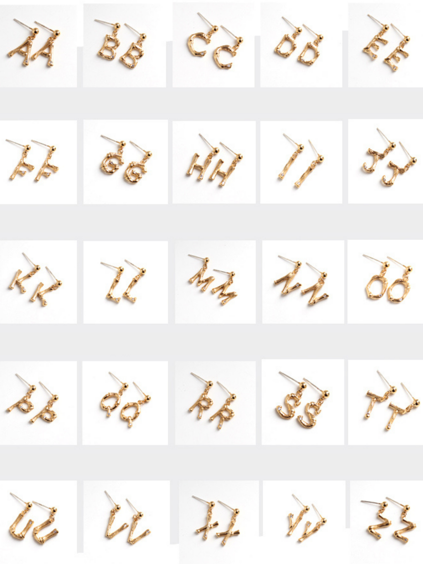 'Kelly' 18K Gold Initial Stone Earrings