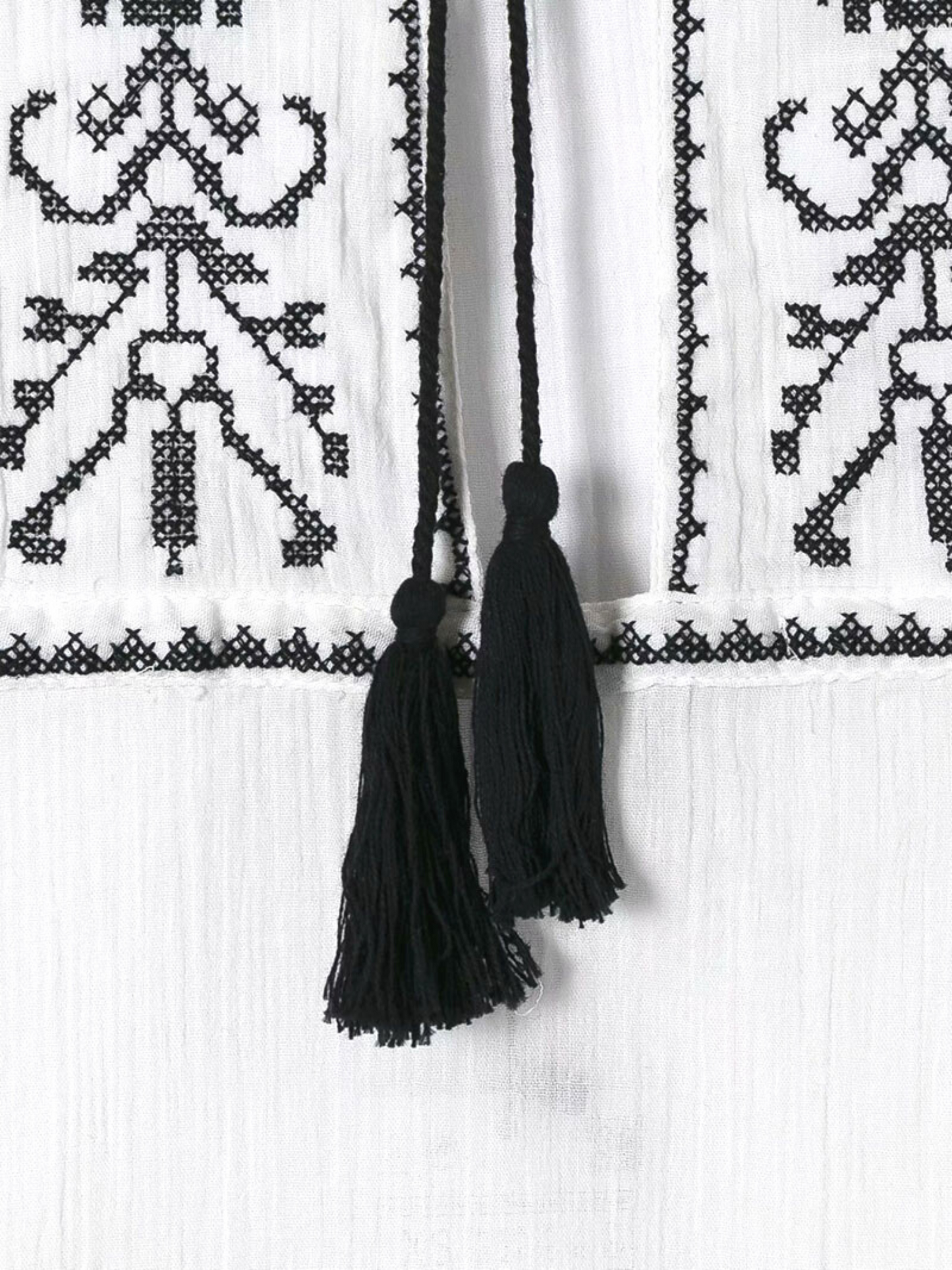 'Sabina' Embroidered Tassel Back Halter-neck Top