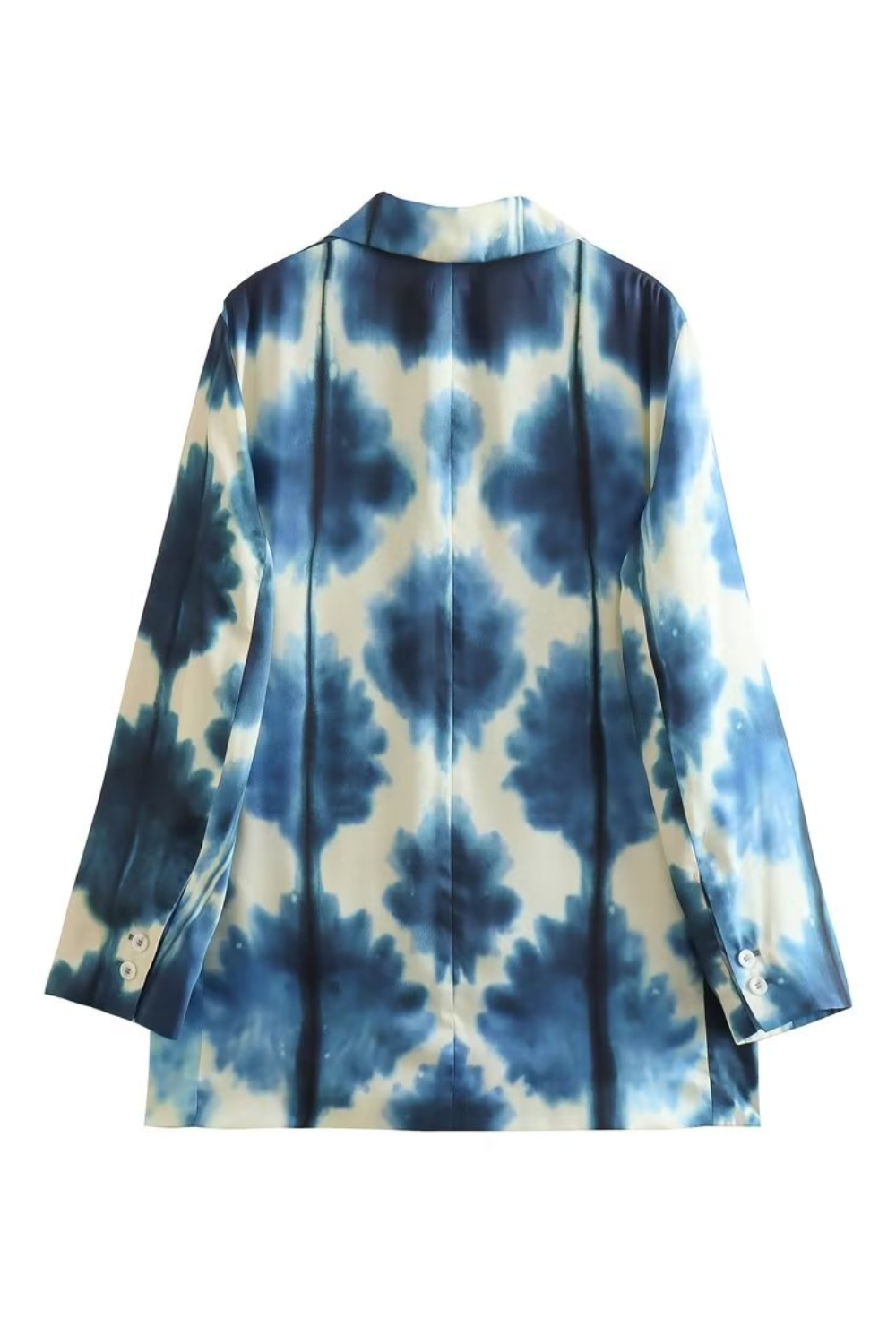 'Yelena' Satin Tie-Dye Collared Suit Jacket