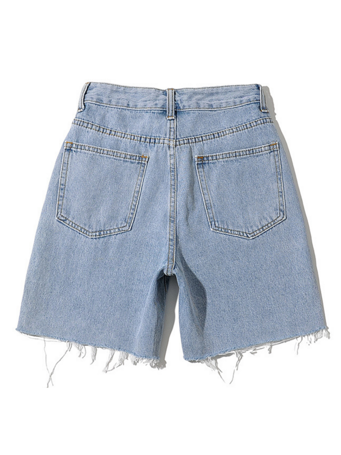 'Karina' Mid-length Distressed Denim Shorts (3 Colors)