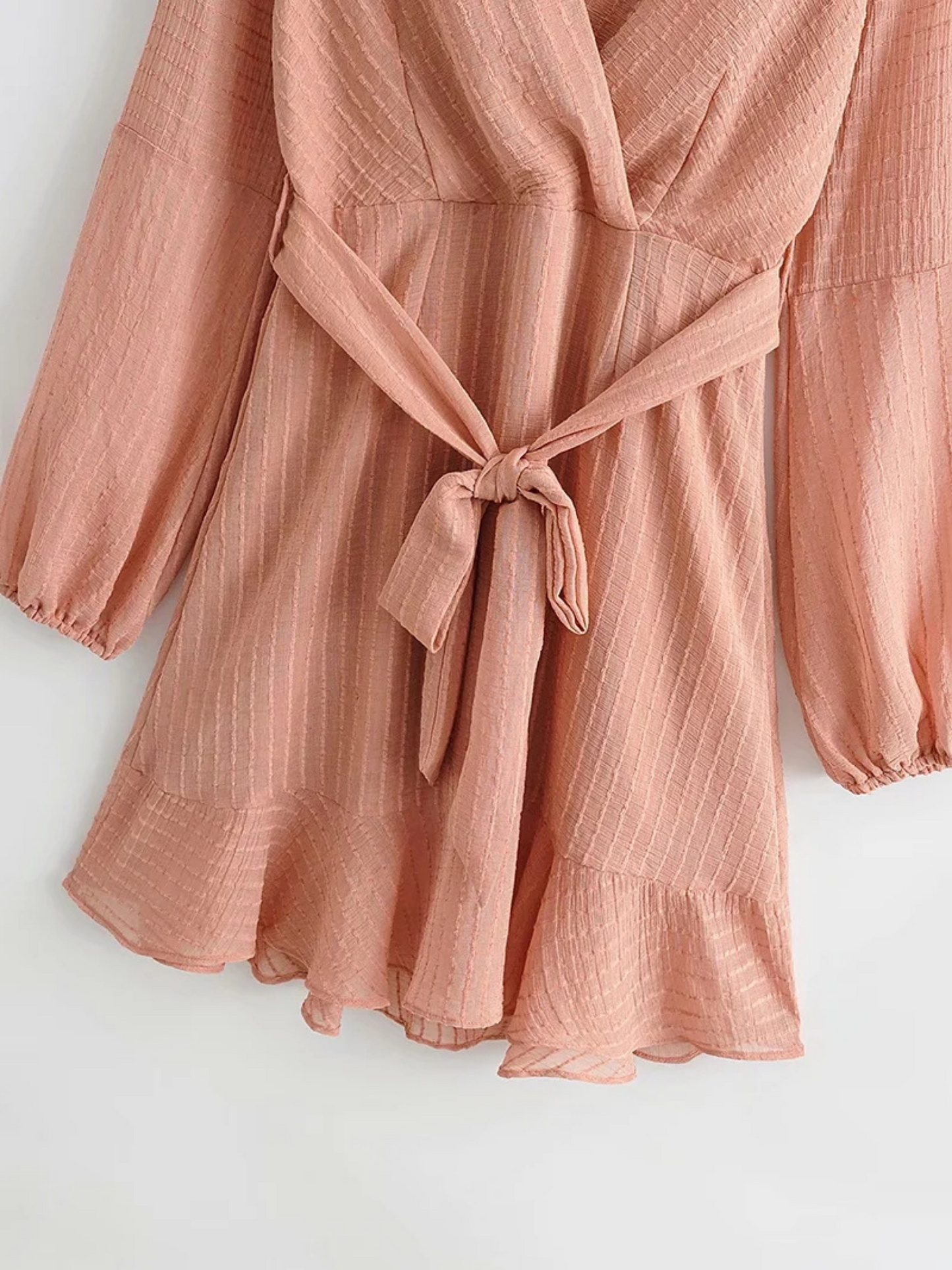 'Gena' Texture Wrap Belted Mini Dress (3 Colors)