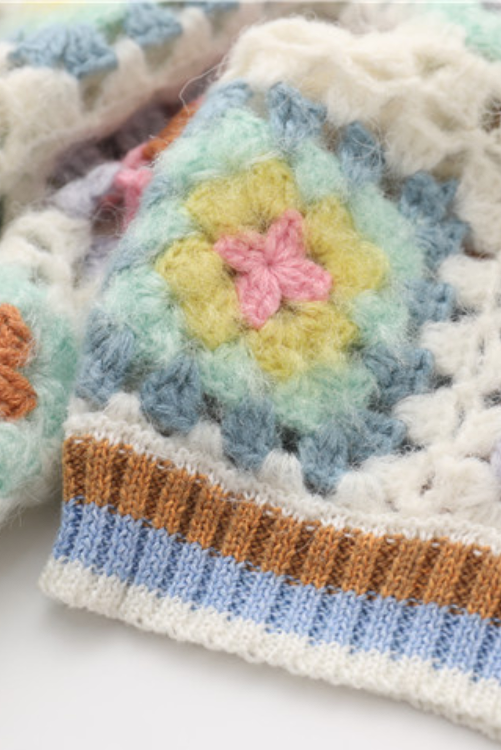 'Farah' Scoop Neck Hand-Crocheted Pullover