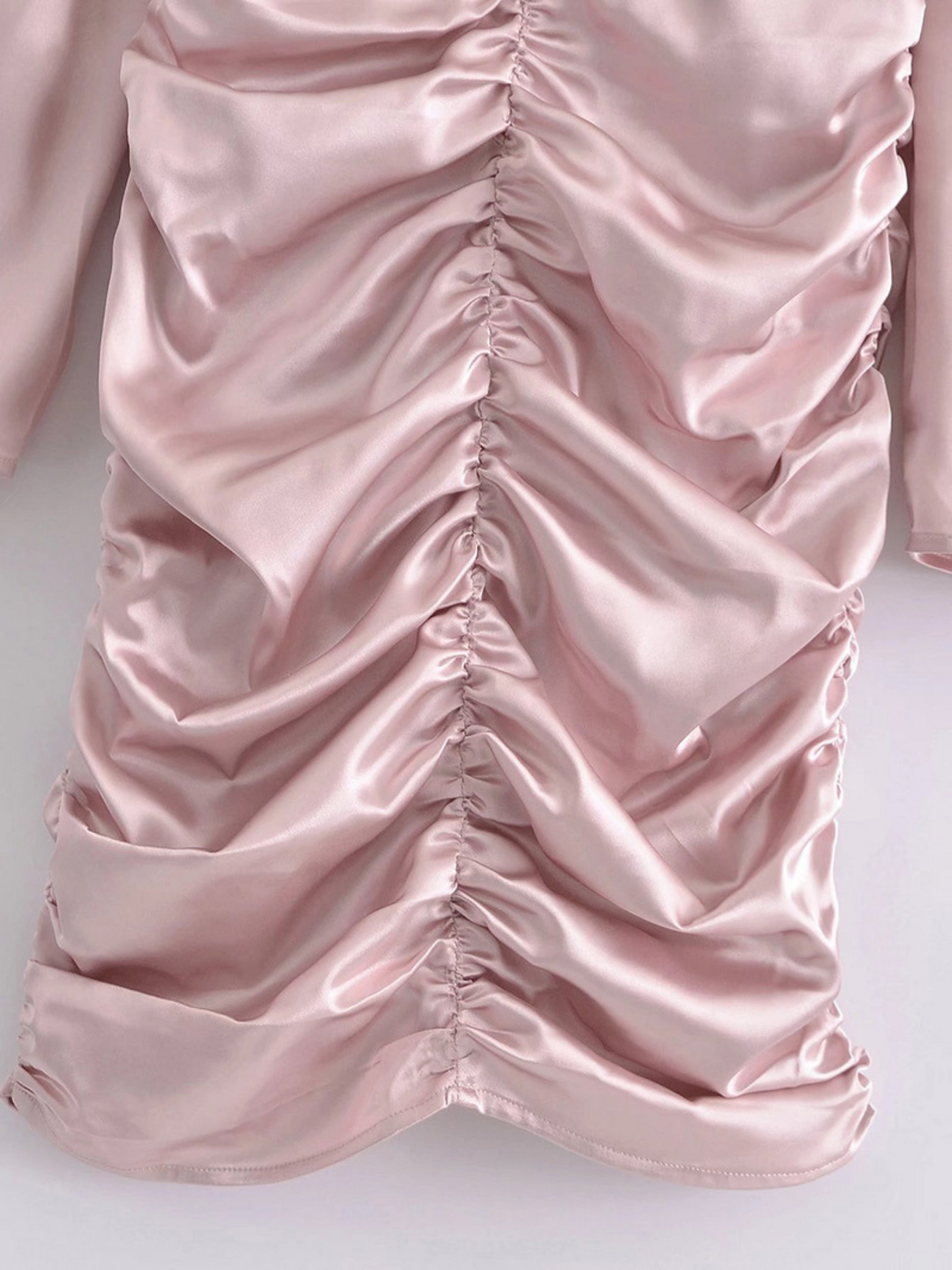 'Taylor' Wrap Cinched Gather Silky Dress