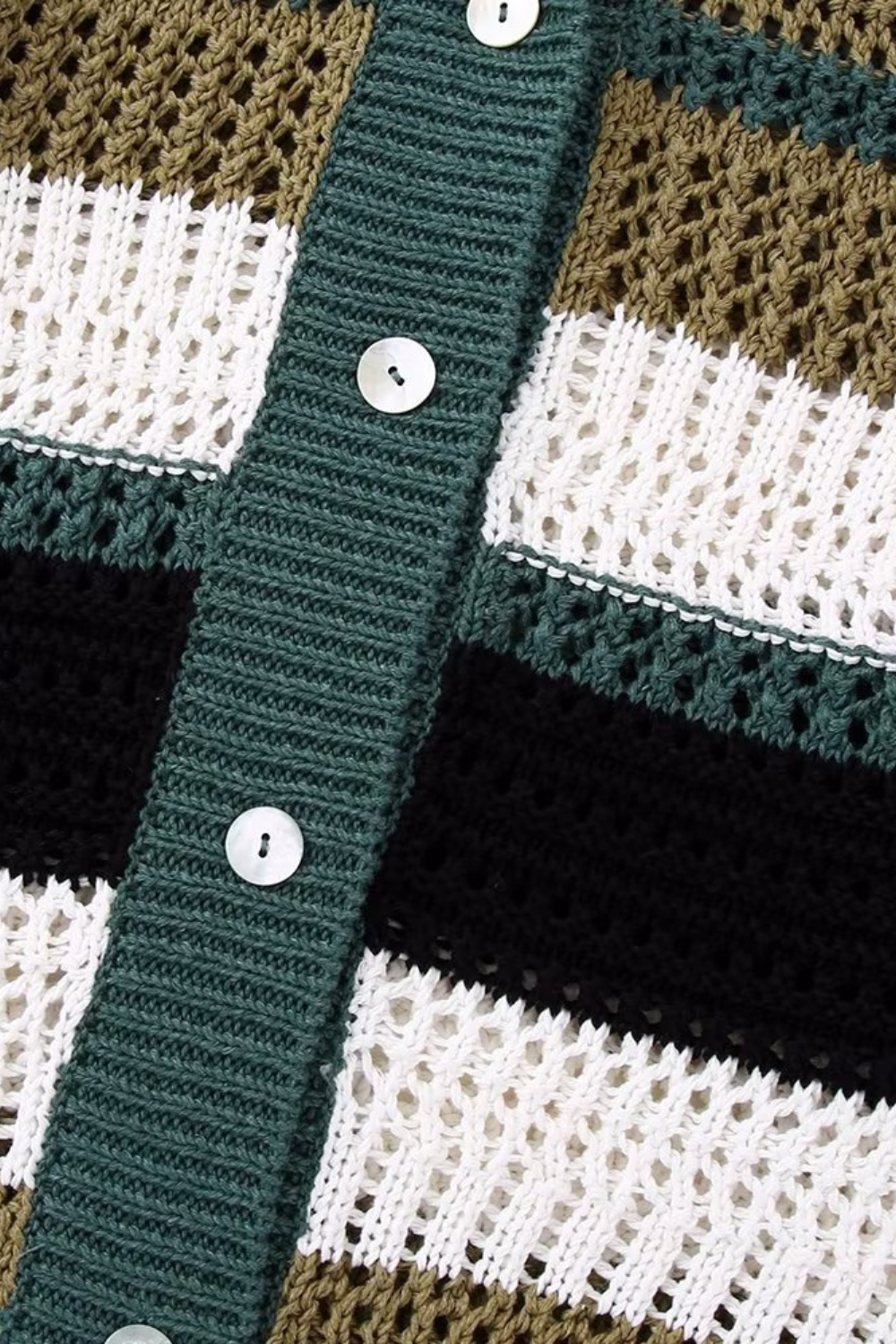 'Irene' Striped Crochet Collared Top