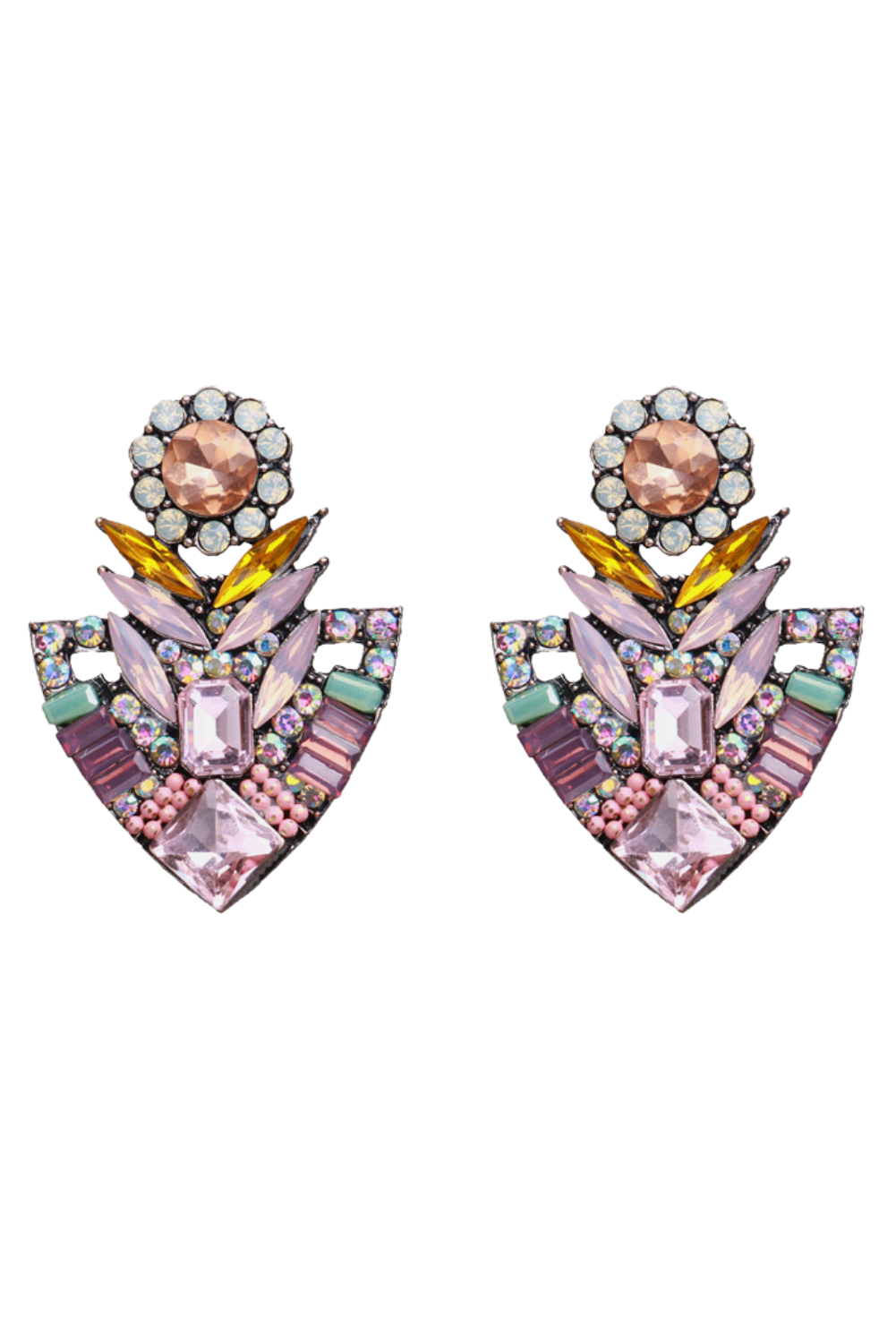 'Charlotte' Triangle Rhinestones Drop Earrings