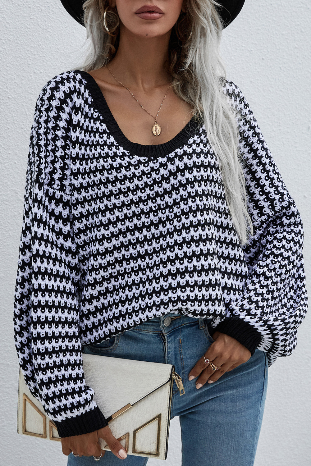 'Agata' Stripe V-Neck Sweater (7 COLORS)