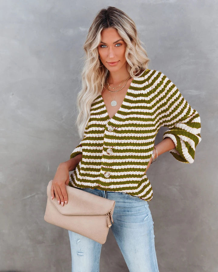 Striped Knitwear Turtleneck Sweater #71393