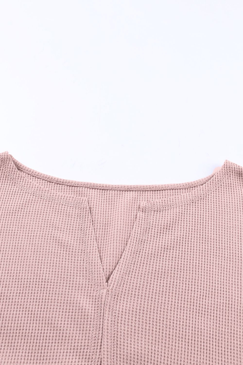 'Patrice' Waffle-Knit Dropped Shoulder Notched Top
