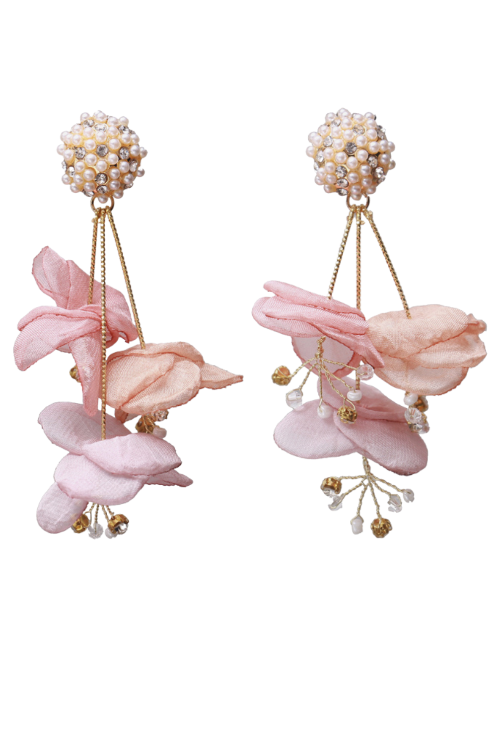 'Brielle' Pink Floral Drop Earrings