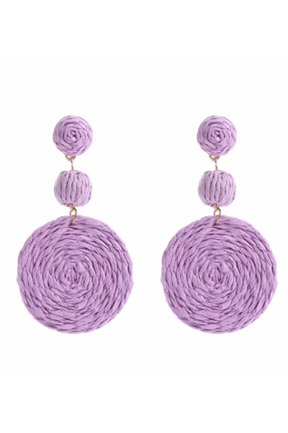 'Dina' Raffia Round Drop Earrings (12 Colors)