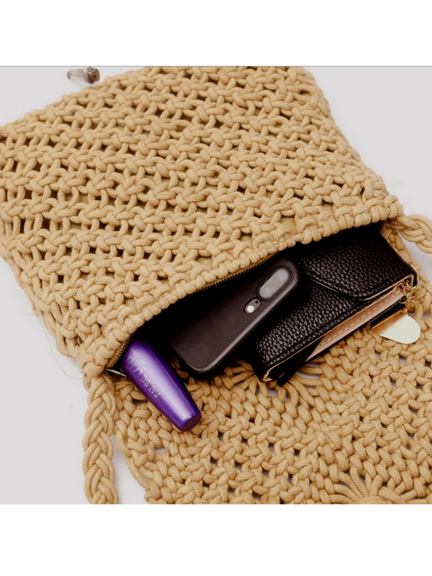 'Joelene' Net Braided Tassel Shoulder Bag (2 Colors)