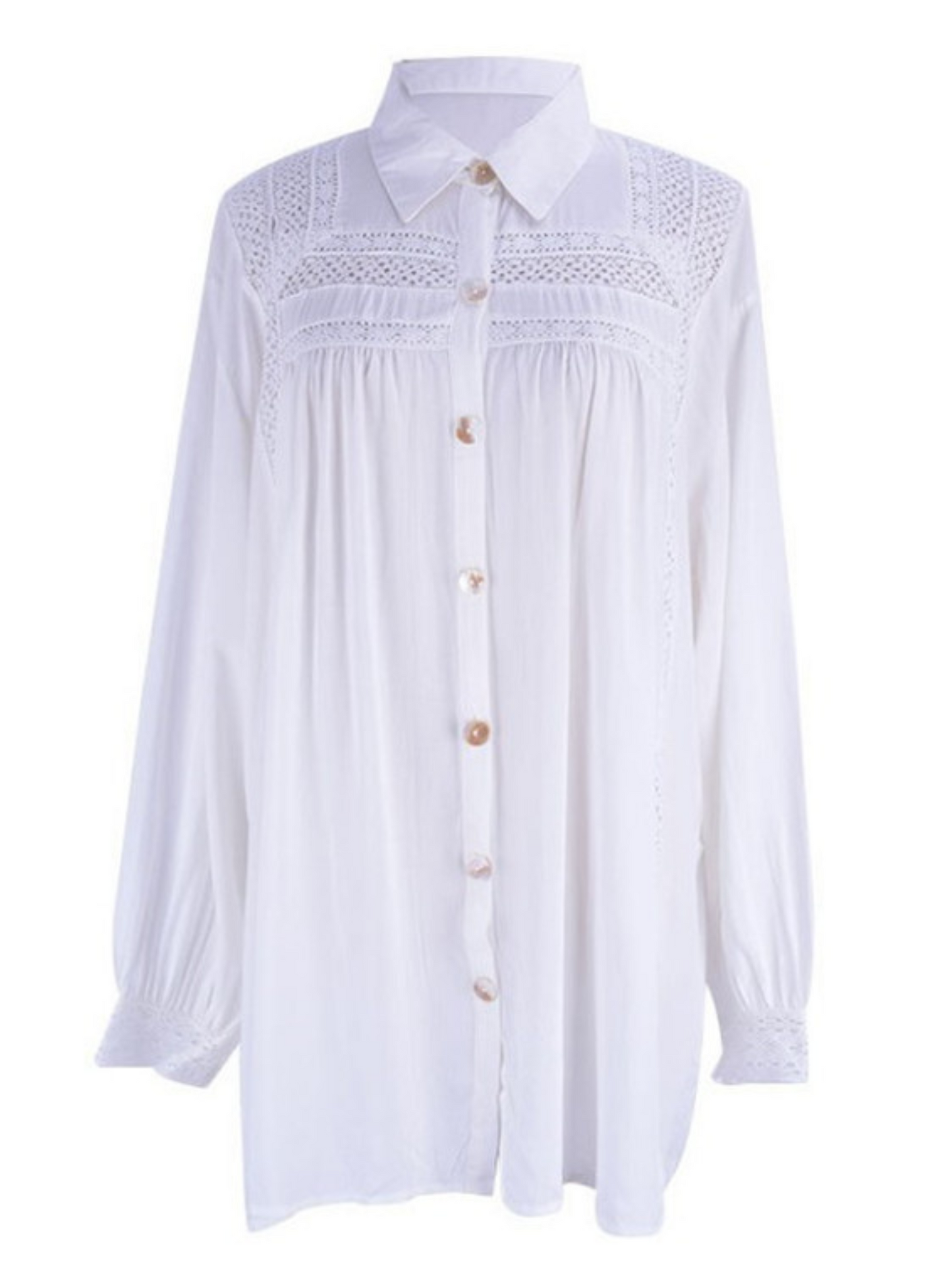 'Verne' Crochet Lace Shirt Beach Cover-up