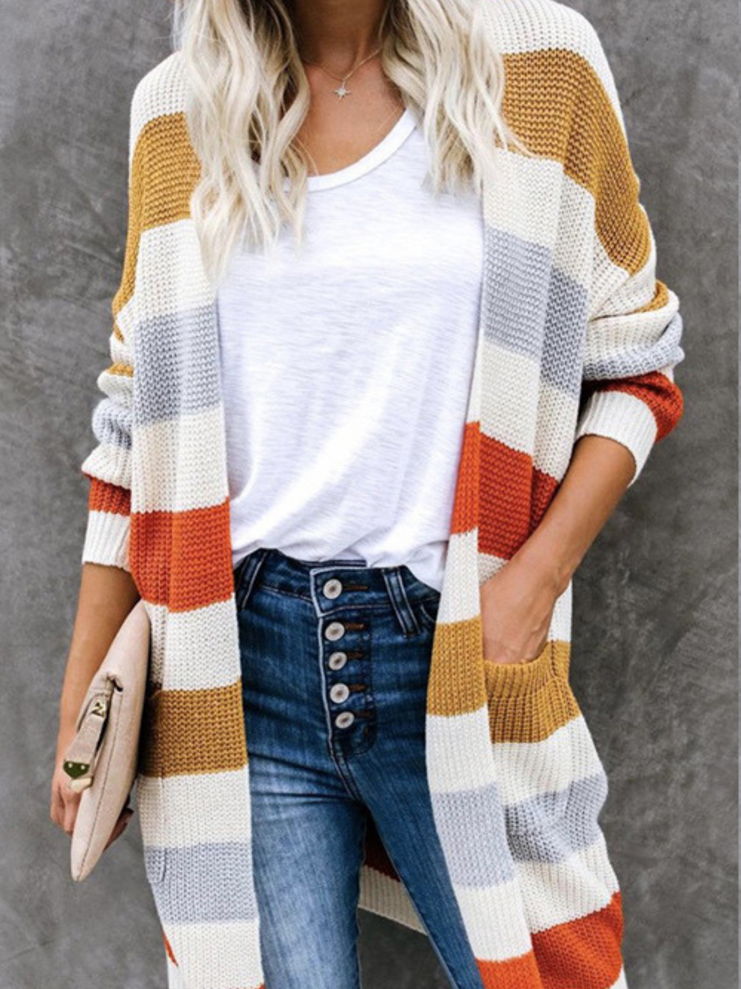 'Lindsey' Color Matching Pocket Knitted Long Cardigan (3 Colors)