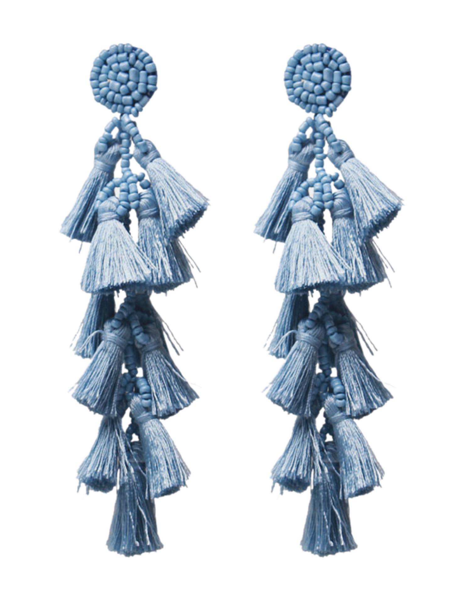 'Karolina' Beaded Tassel Drop Earrings (6 Colors)