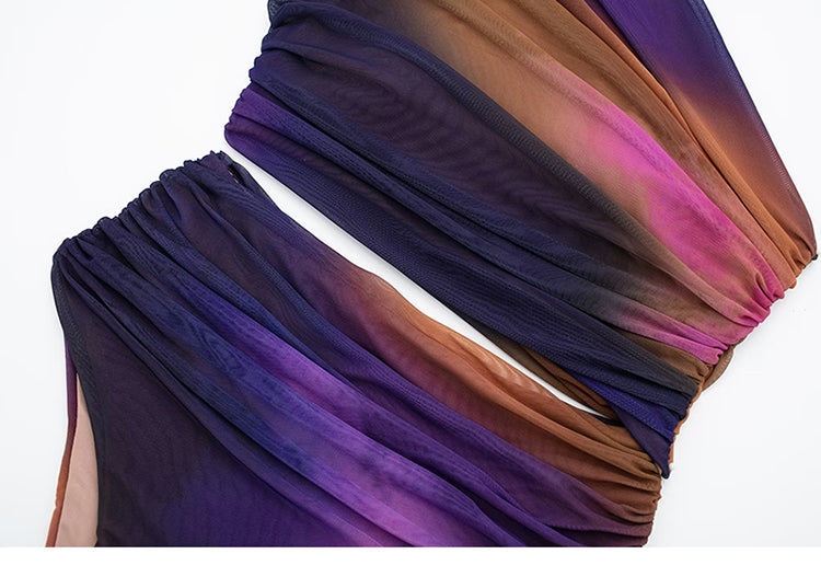 'Serena' Ombre One-Shoulder Tulle Swimsuit