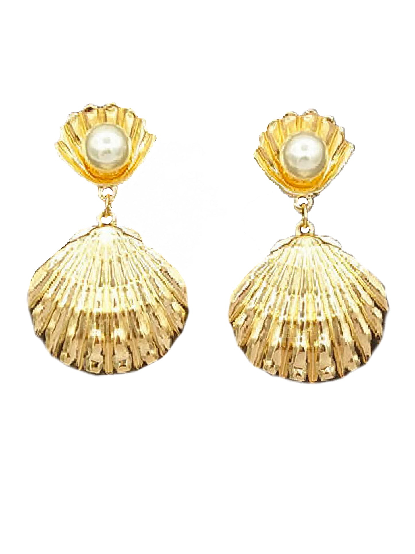 'Esther' Pearl Detail Shell Earrings (2 Colors)