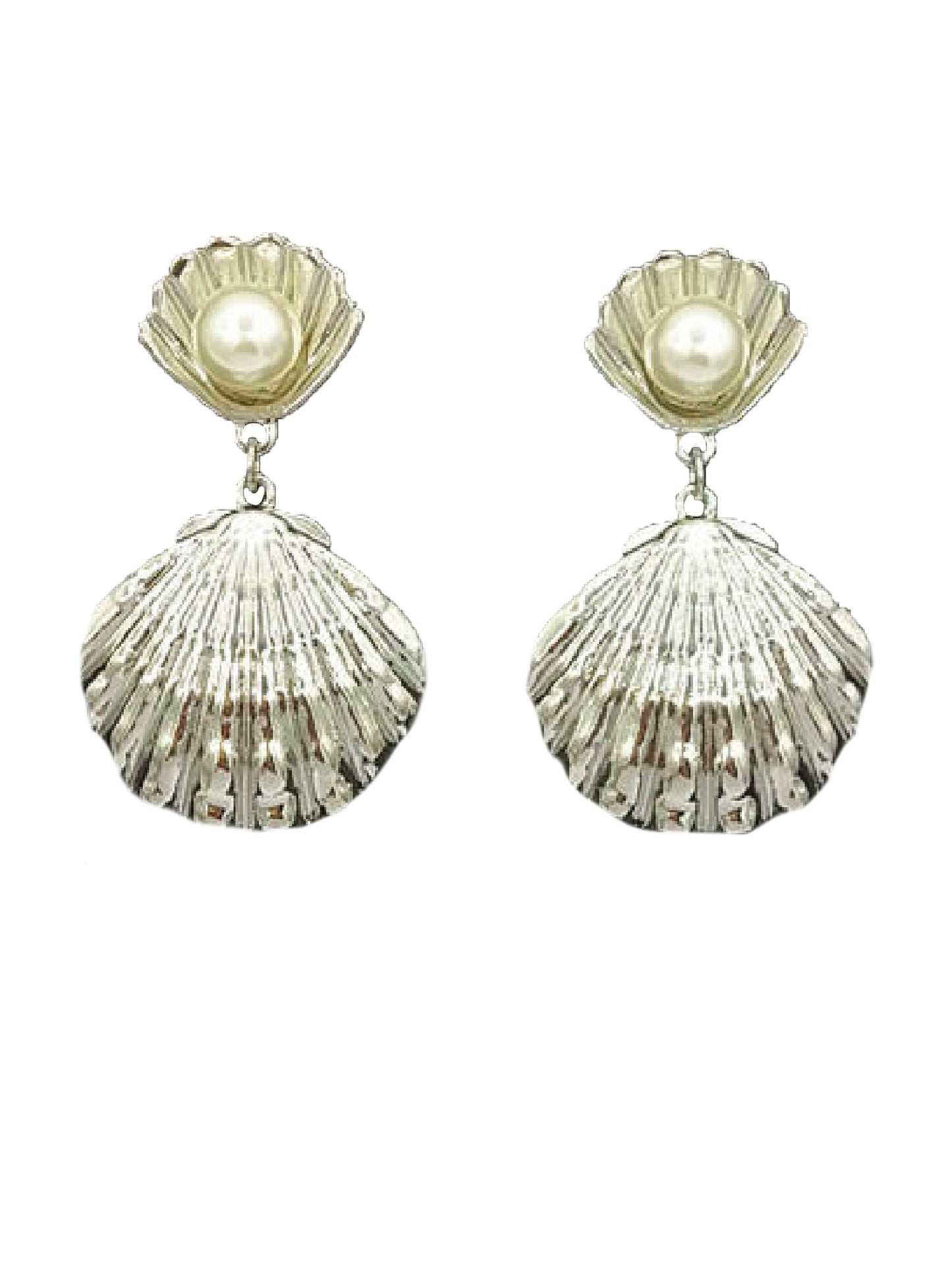 'Esther' Pearl Detail Shell Earrings (2 Colors)
