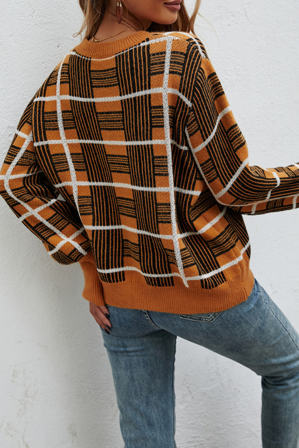 'Ivy' Thick Plaid Crewneck Sweater