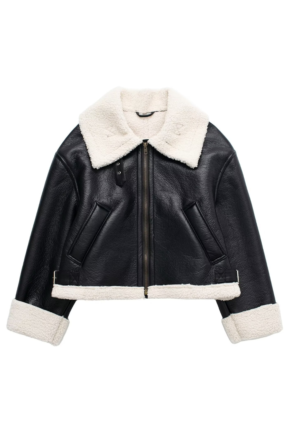 'Penny' Faux Leather Fleece Jacket (2 Colors) - Main Image