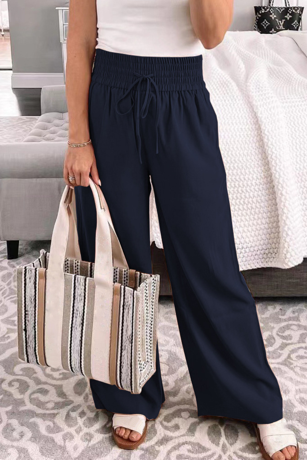 ‘Judy' Mid-Waist Tied Wide-Leg Pants (6 Colors)