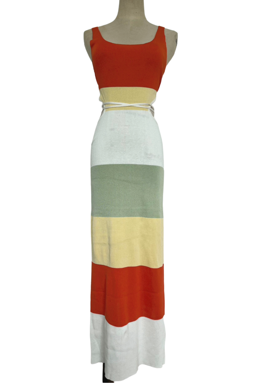 Striped Backless Knitted Dress #162846