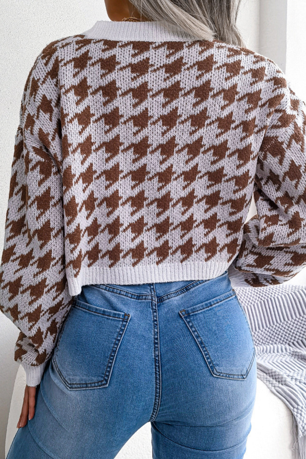 'Emily' Houndstooth Cropped Cardigan (3 Colors)