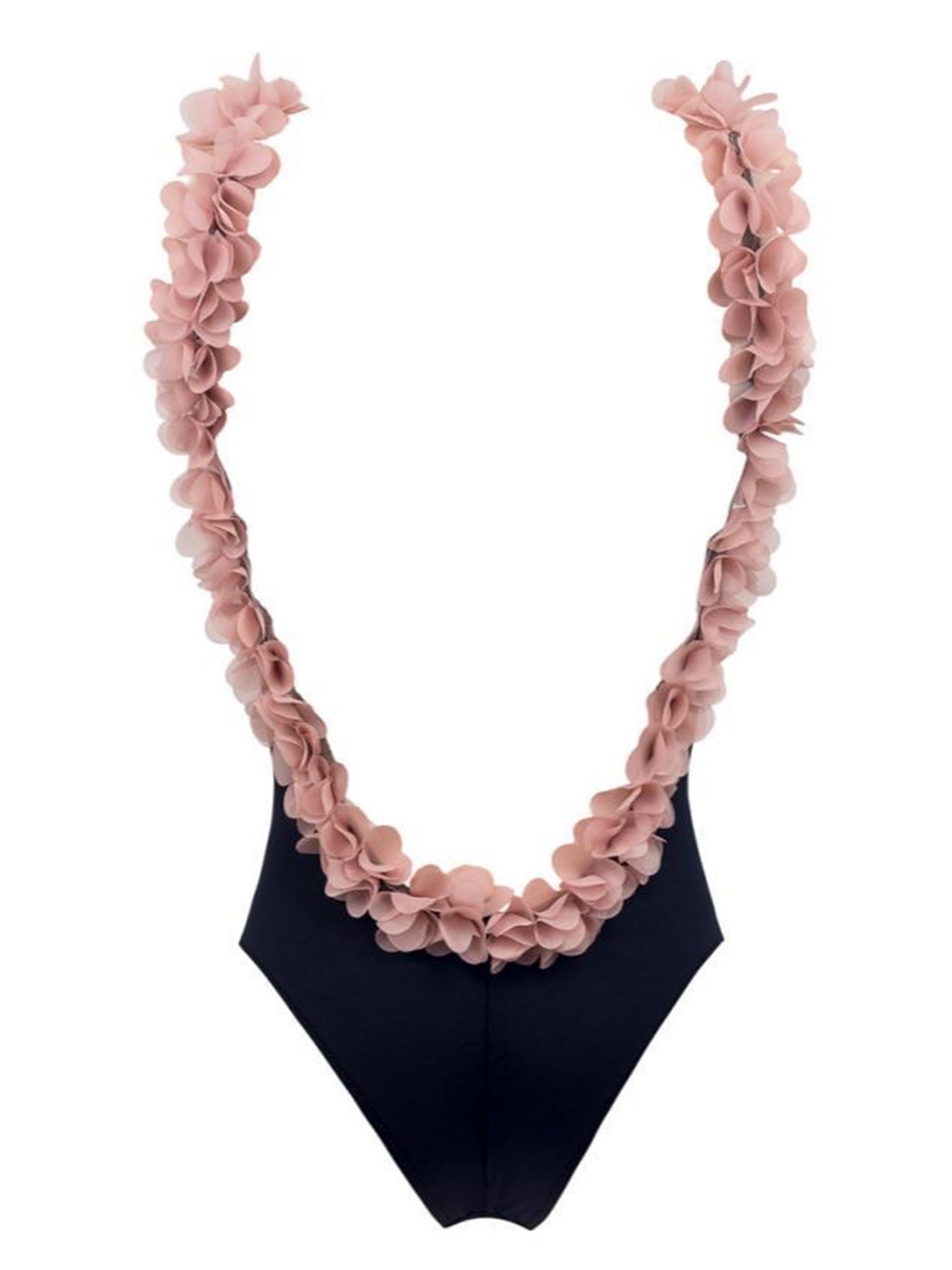 'Eve' Pink Feather Trim Swimsuit