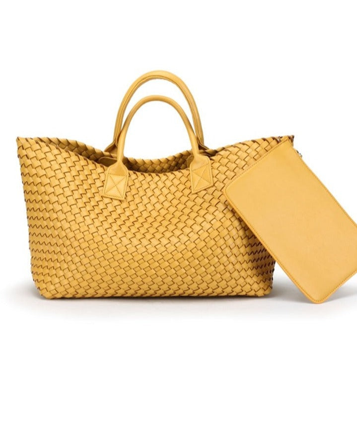 ‘Twiggy’ Woven Faux Leather Tote Bag