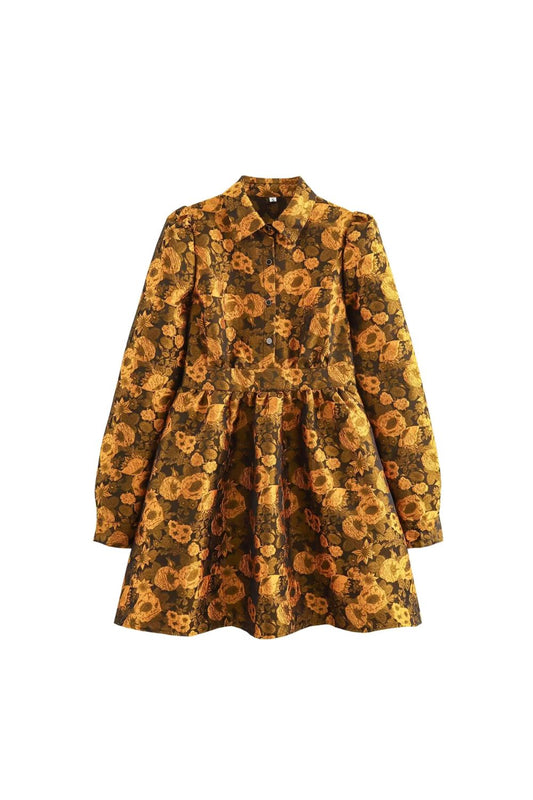 'Jade' Cinched-Waist Shirt-Collar Dress