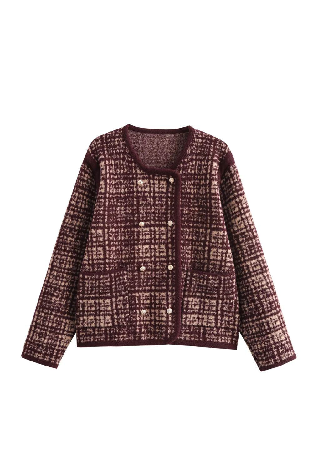 ‘Georgina’ Vibrant Jacquard Knit Sweater Coat