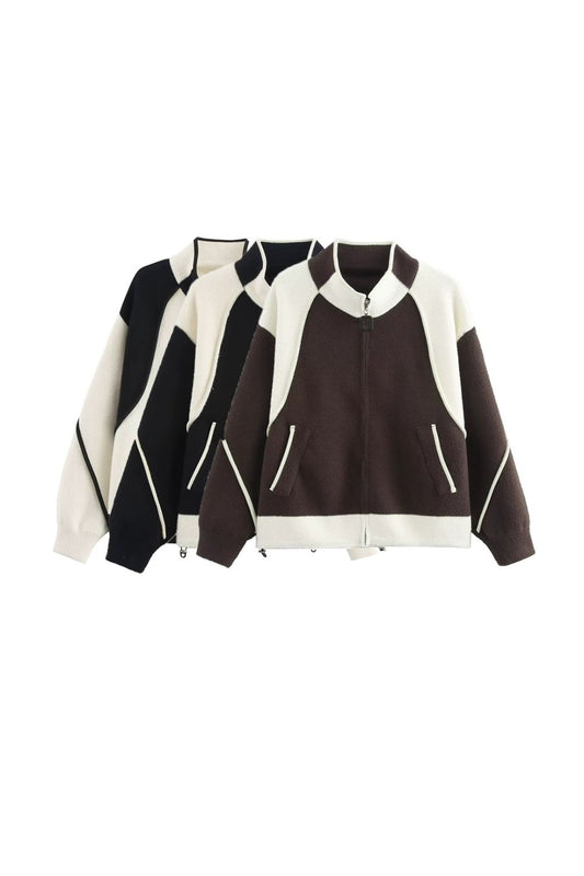 ‘Chloe’ Casual Color-Block Zip Jacket