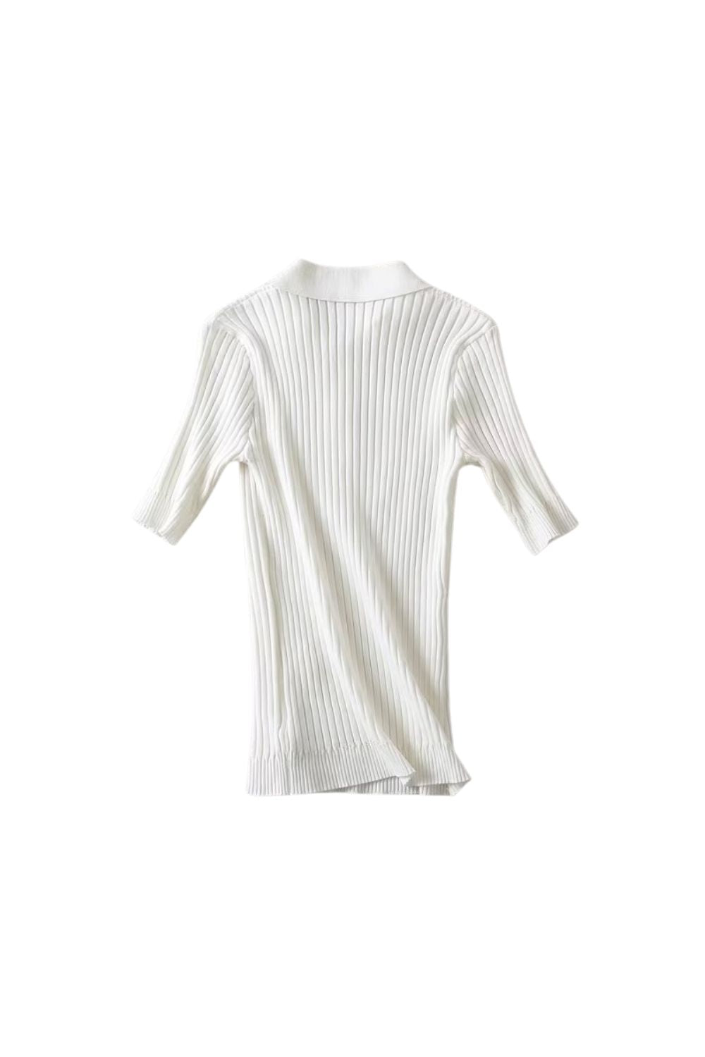 'Polina' Slim Polo-Collar Knit Top