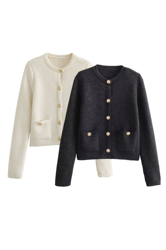 'Paisley' Gold Button Front Knit Coat