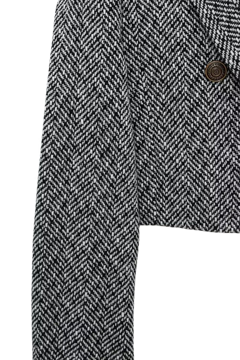 'Charlotte' Herringbone Mini Blazer & Skirt Set (Sold Separately)