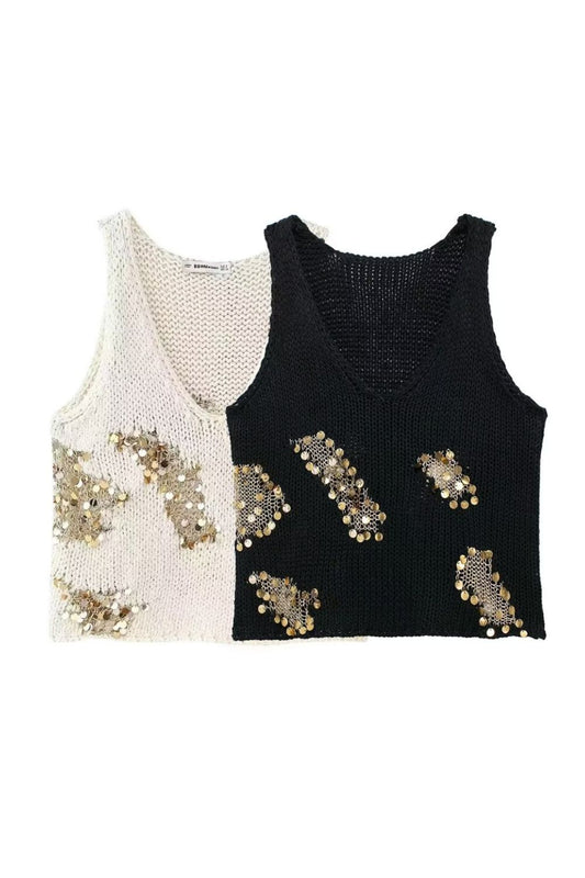 'Addison' Sequin Knit Vest Top