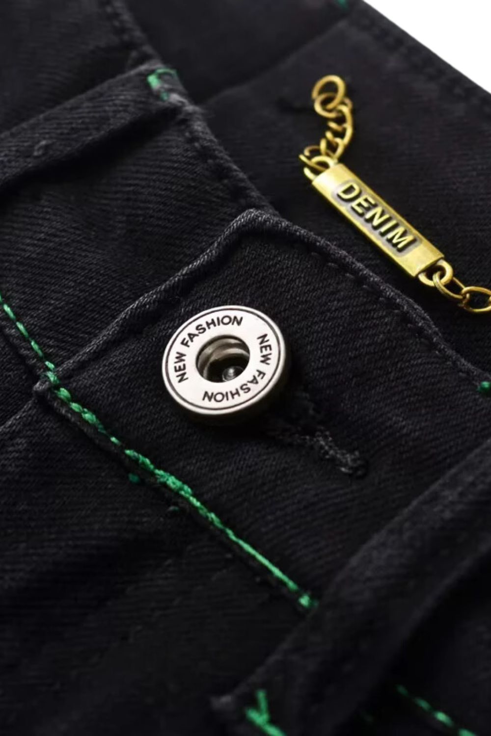 'Lynn' Black Straight-Leg Denim Pants