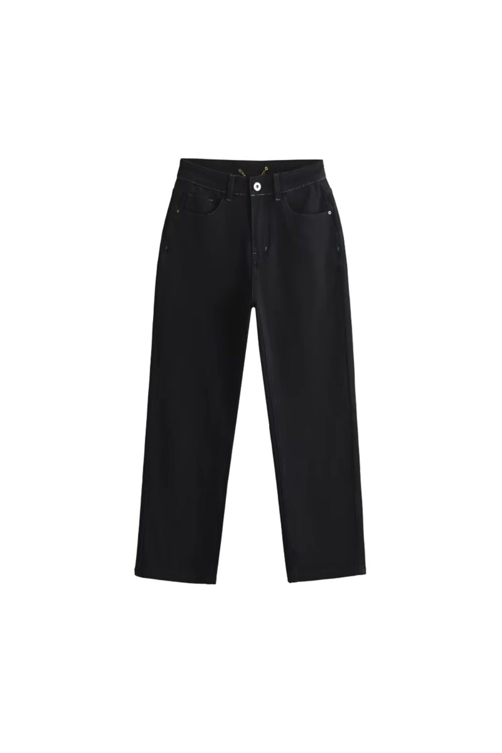 'Lynn' Black Straight-Leg Denim Pants