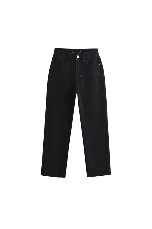 'Lynn' Black Straight-Leg Denim Pants