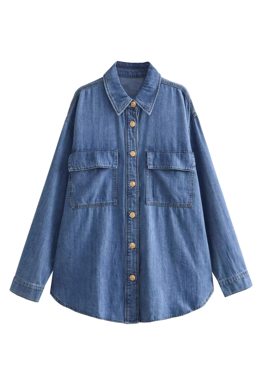 'Elena' Patch Pocket Denim Shirt