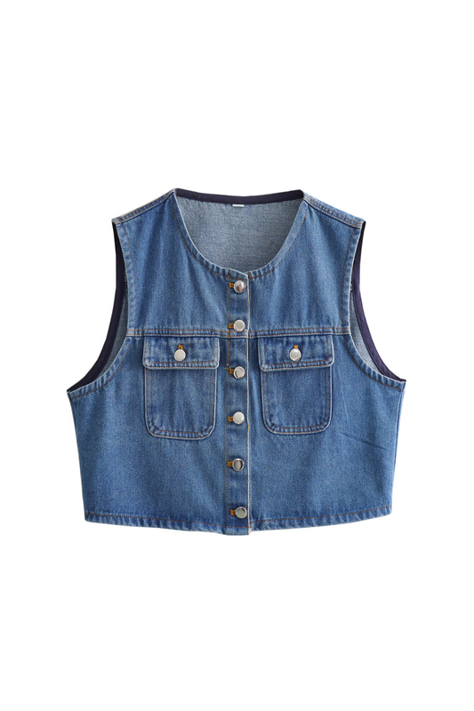 'Sarah' Casual Loose Denim Vest