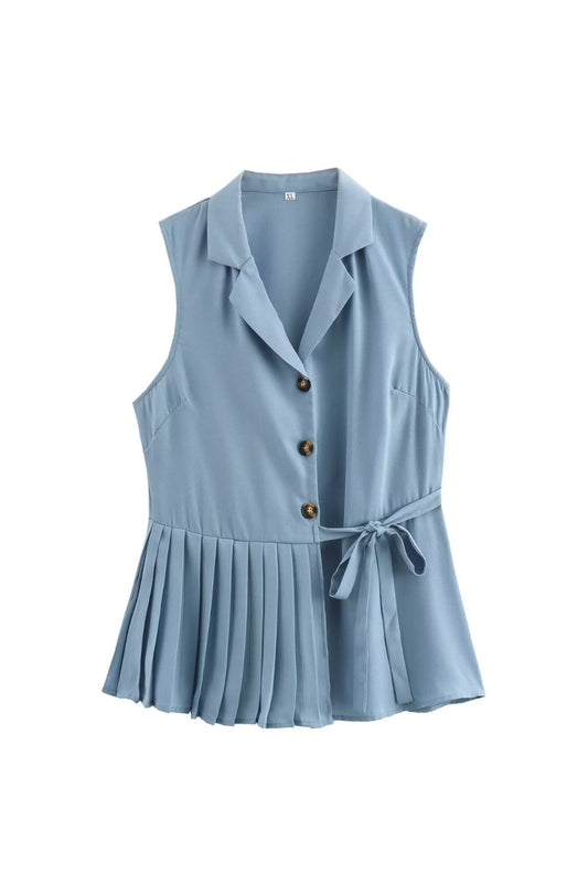 'Alice' Asymmetrical Hem Pleated Vest