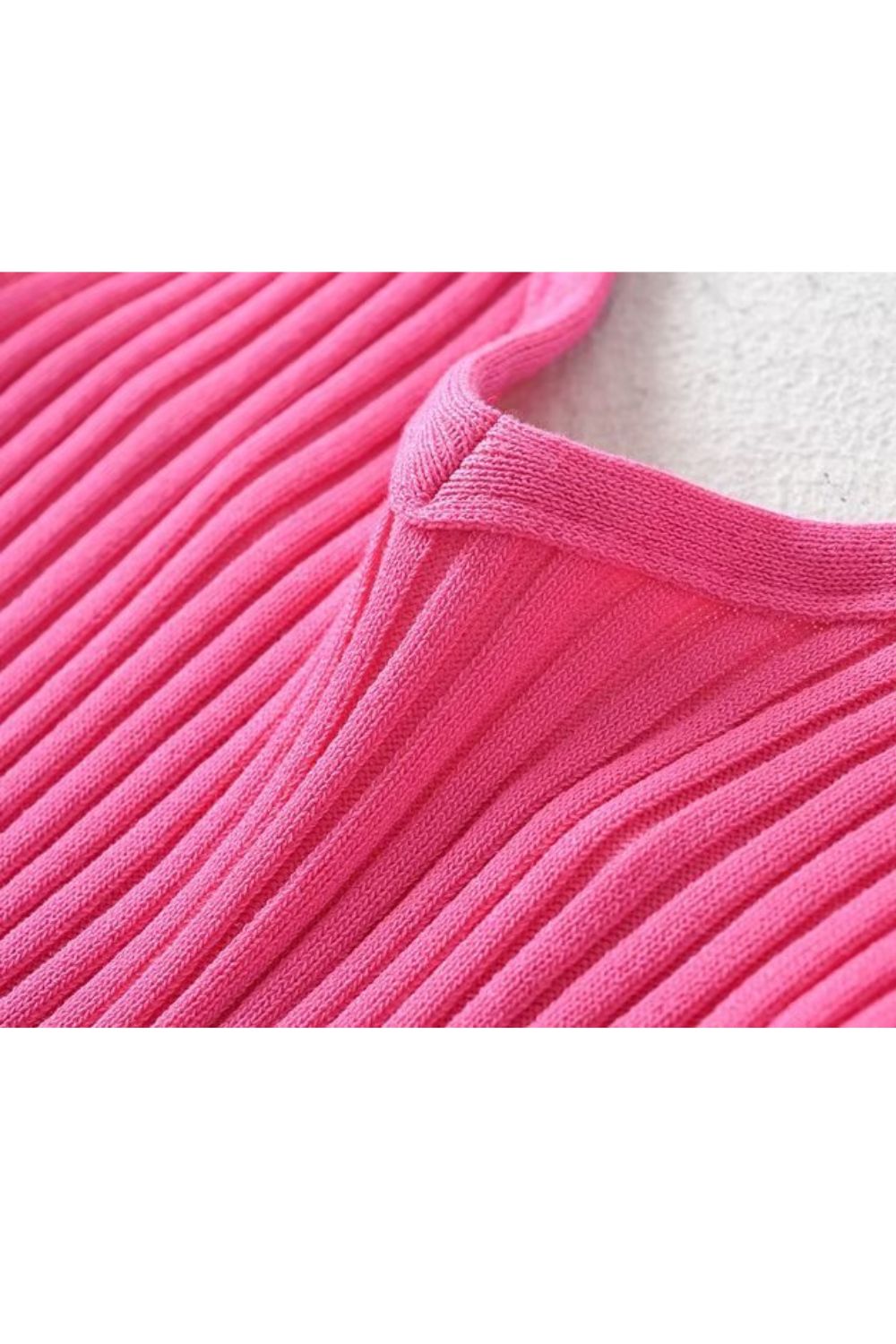 'Leah' V-Neckline Delicate Spaghetti Straps Ribbed midi Dress