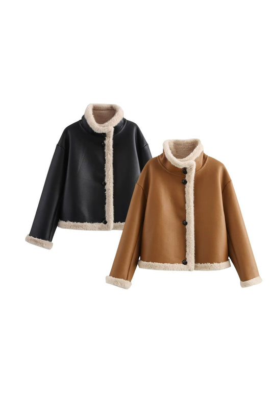 'Ariel ' Vintage Faux Fur Biker Jacket