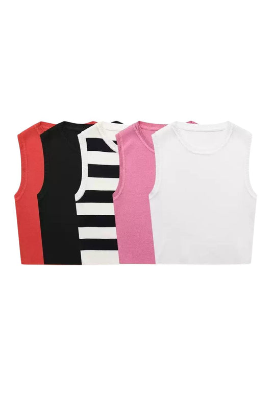 ‘Niamh’ Basic Sleeveless Knit Crop Top