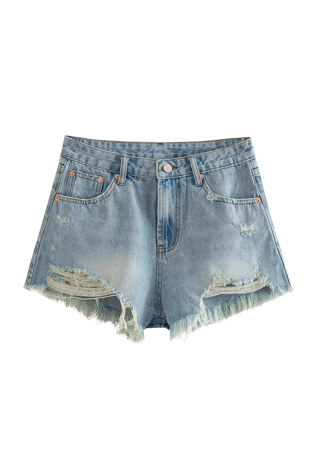 'Lorraine' Washed Denim Frayed Shorts (3 Colors)