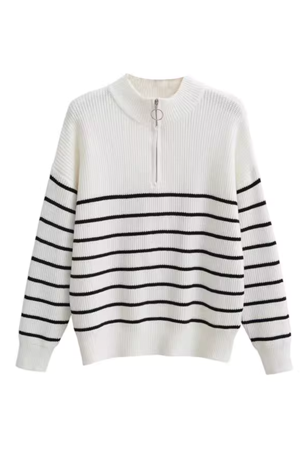 'Vicky' Half-Zip Stripe Sweater