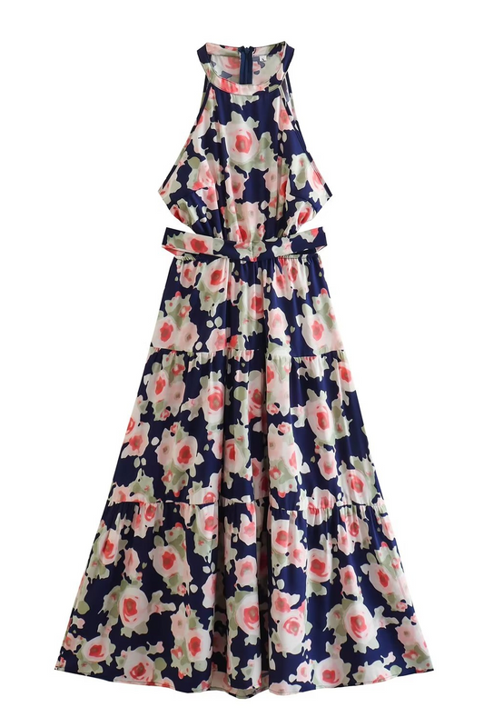 'Olivia' Floral Sleeveless Cut-Out Dress