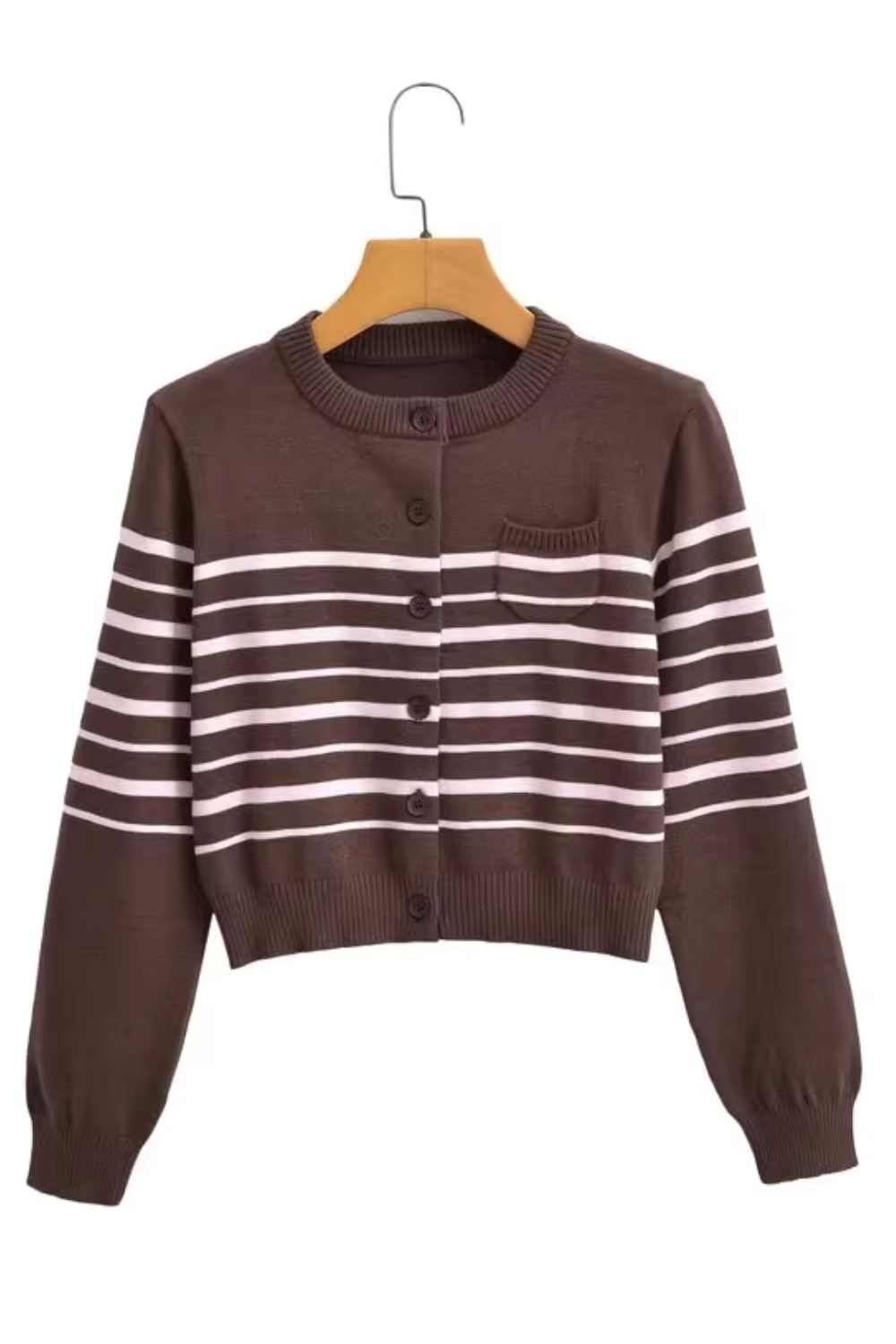 'Rhea' Striped Button Knitted Cardigan (2 Colors)