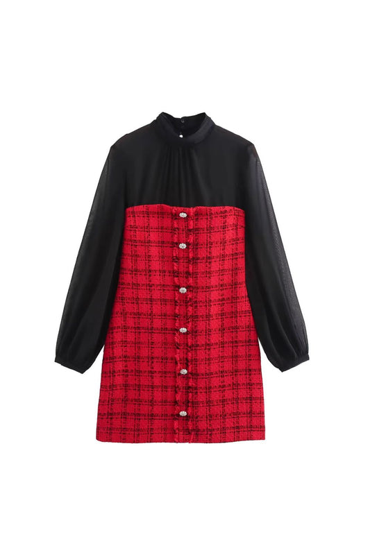 'Natalie' Textured Patchwork Mini Dress